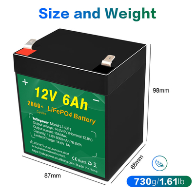 Xe máy 12.8v 12v 6ah Nhà sản xuất gói pin Lifepo4 Hệ thống báo động năng lượng mặt trời