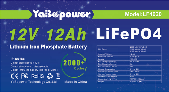 Nhà máy bán nóng Tùy chỉnh 12v 12Ah Xả pin 6A Lifepo4 hiện tại với công suất vượt trội