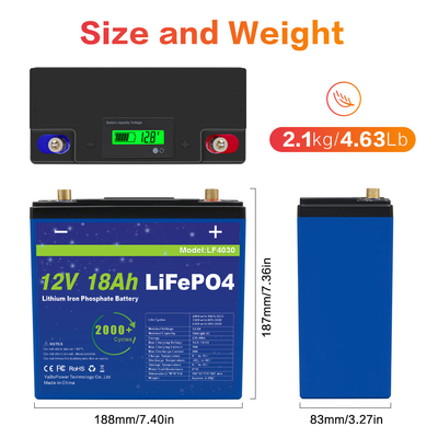 Pin nhẹ 12V 18Ah Lifepo4 Dung lượng lớn Vòng đời dài Bảo hành 3 năm