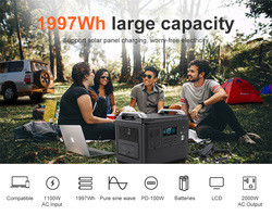 Trạm phát điện di động Lithium Ups Lifepo4 Năng lượng mặt trời 2000W 1000 Watt Hai chiều nhanh