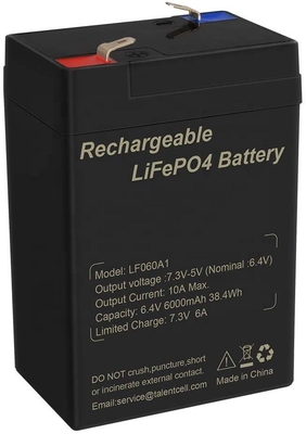 Lithium Sắt Phosphate Chu kỳ sâu LiFePO4 Pin Lithium 6V 6Ah 6.4V cho Đồ chơi UPS
