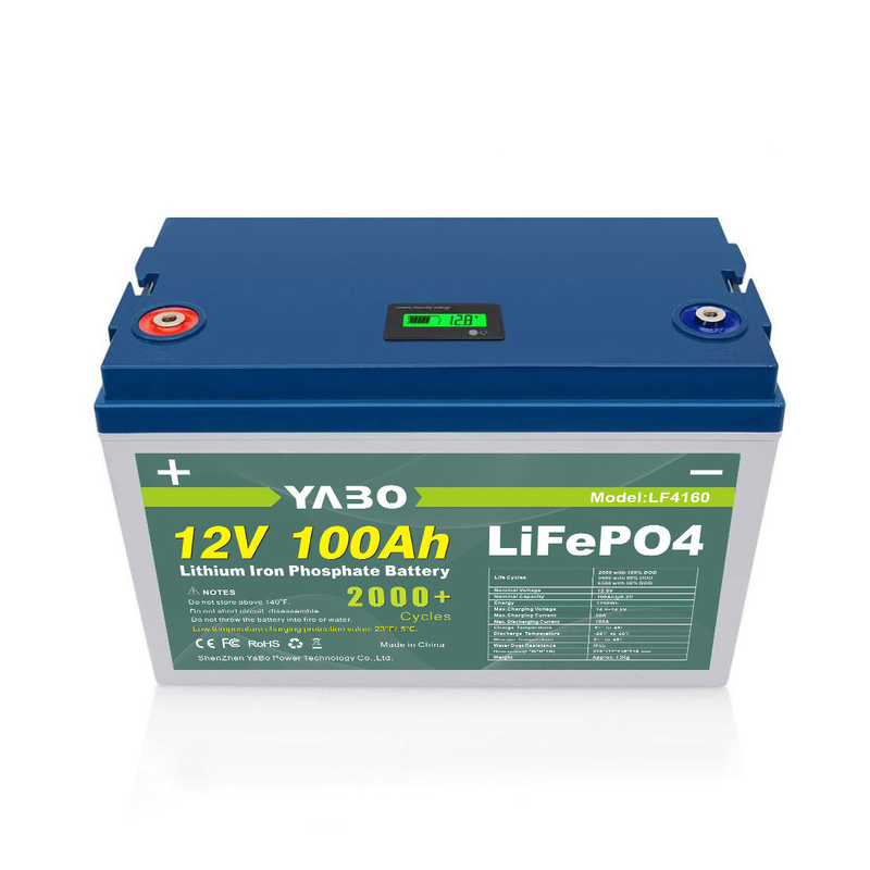 YABO Tùy chỉnh Sản xuất có thể sạc lại Thuyền năng lượng mặt trời Lithium Xe máy Xe máy Chơi gôn RV LiFePO4 Pin lưu trữ năng lượng 12V 100Ah