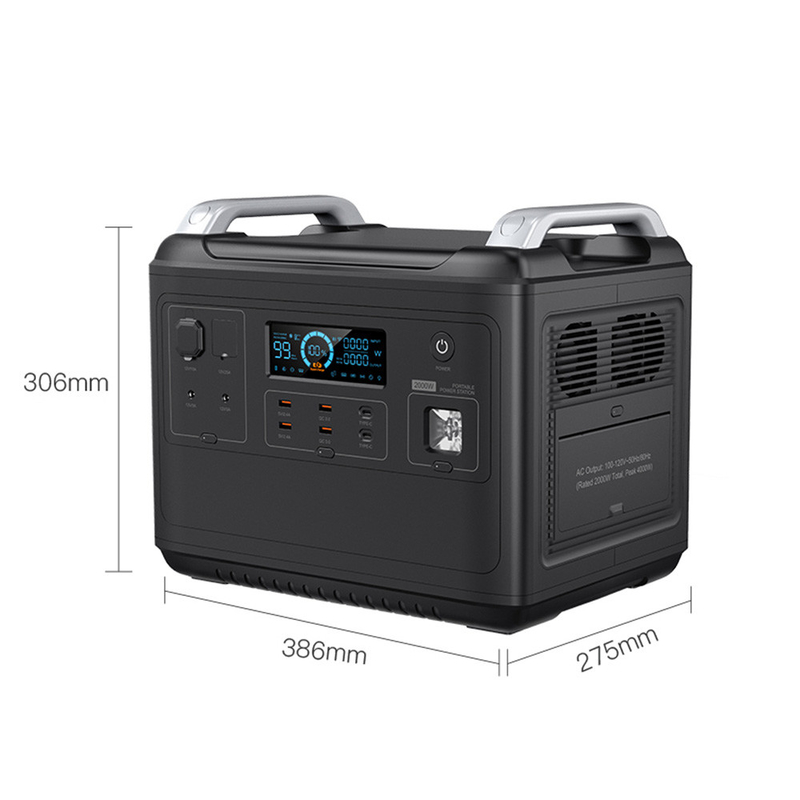 Máy phát điện năng lượng mới Đầu vào MPPT hai chiều 2000W Máy phát điện di động Lifepo4 nhanh 2000w